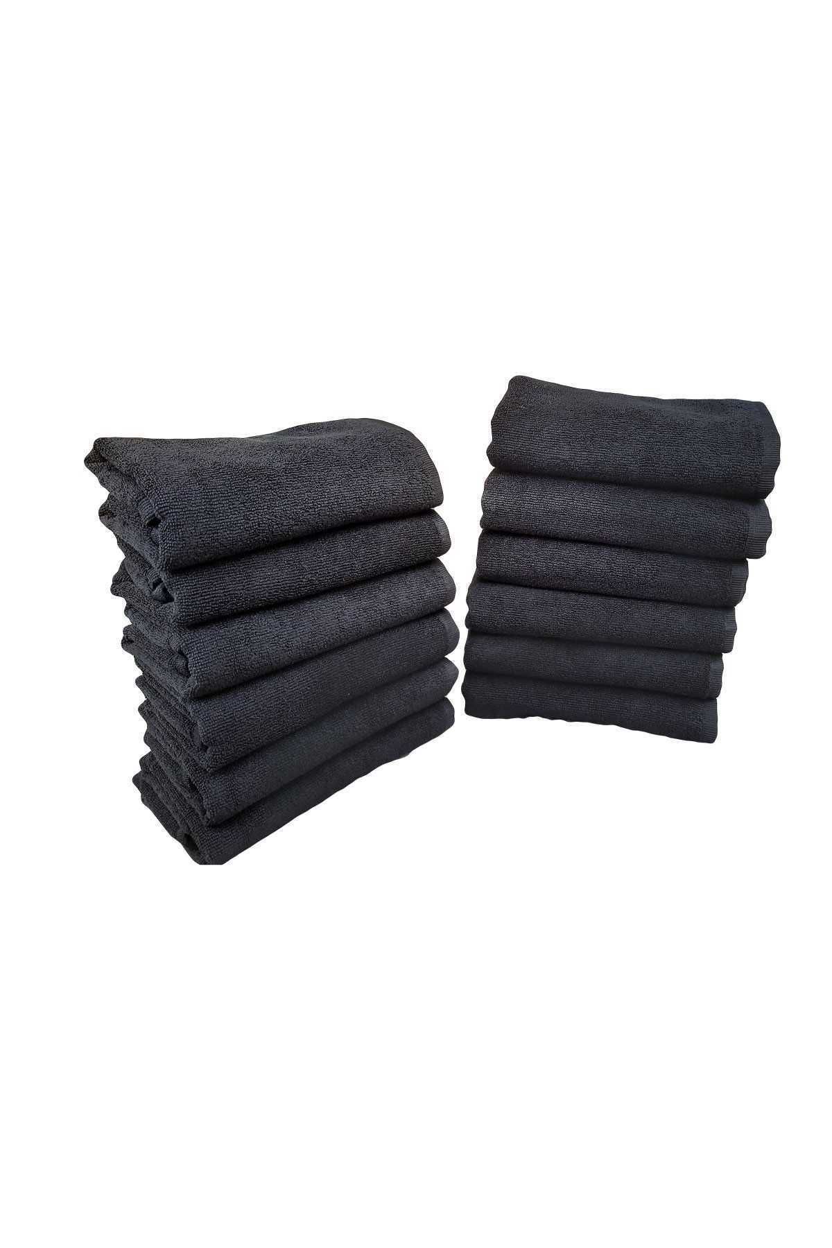merland benvecocuk 12li Paket Boya Tutmayan Mikrofiber El Yüz Spor Kuaför Havlusu 50X90 Cm