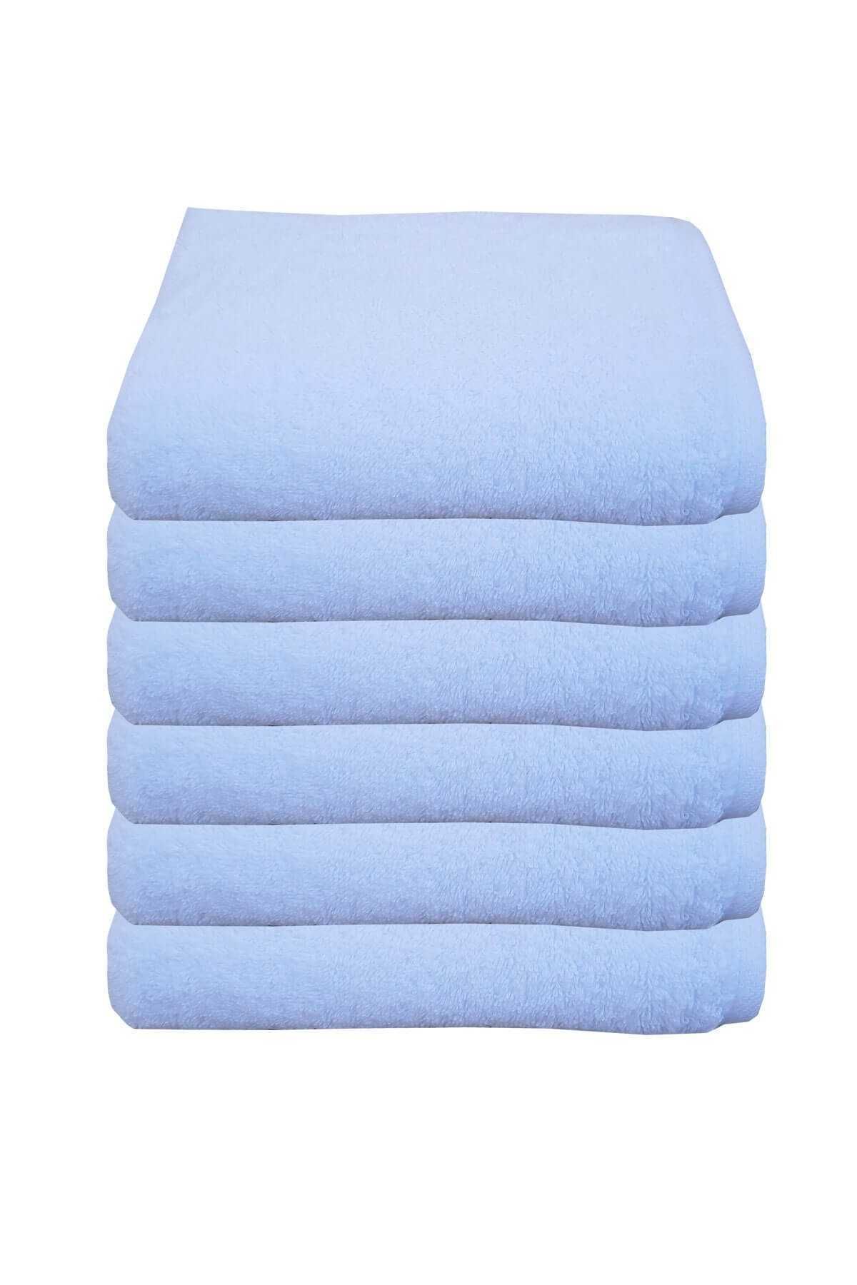 merland benvecocuk 6 lı Otel Havlusu 100 Pamuklu Beyaz El Havlusu 50x90 Cm