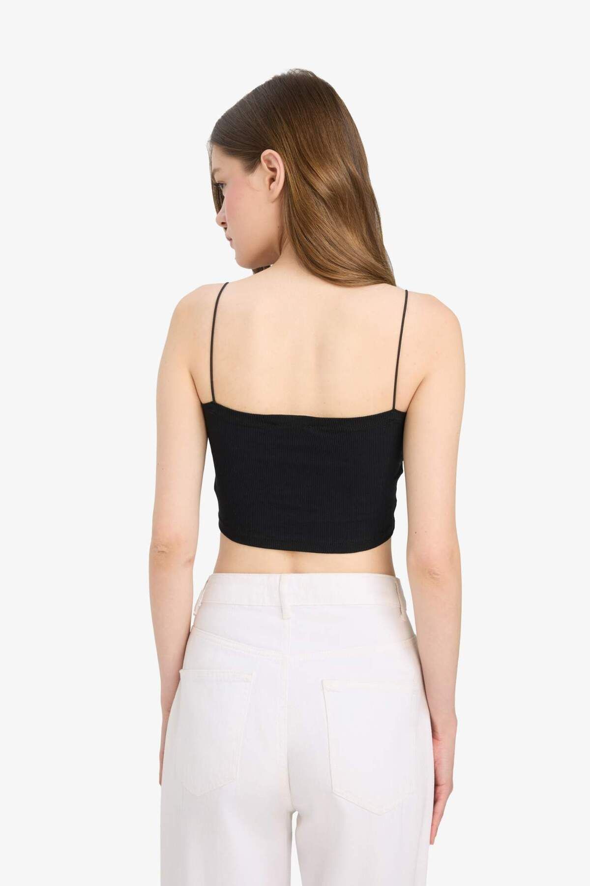 DeFacto-Coool Fitted Crop Ribbed Camisole Strap 2er-Pack Unterhemden F6305ax25sm 6