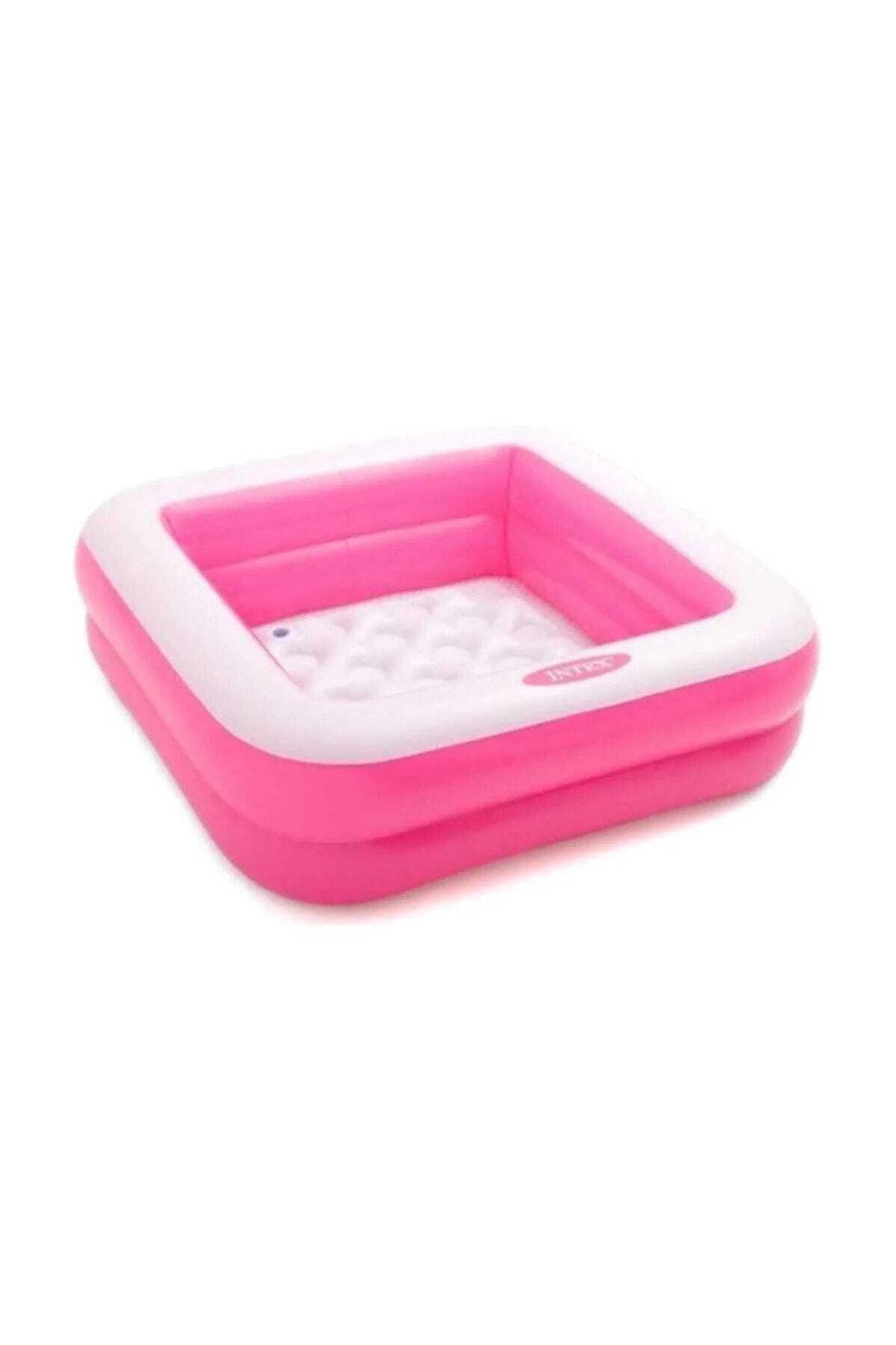 SerenityHaven Pembe 57100 Şişme Tabanlı Kare Çocuk Havuzu 25x 86 X 86cm. 1+ Yaş