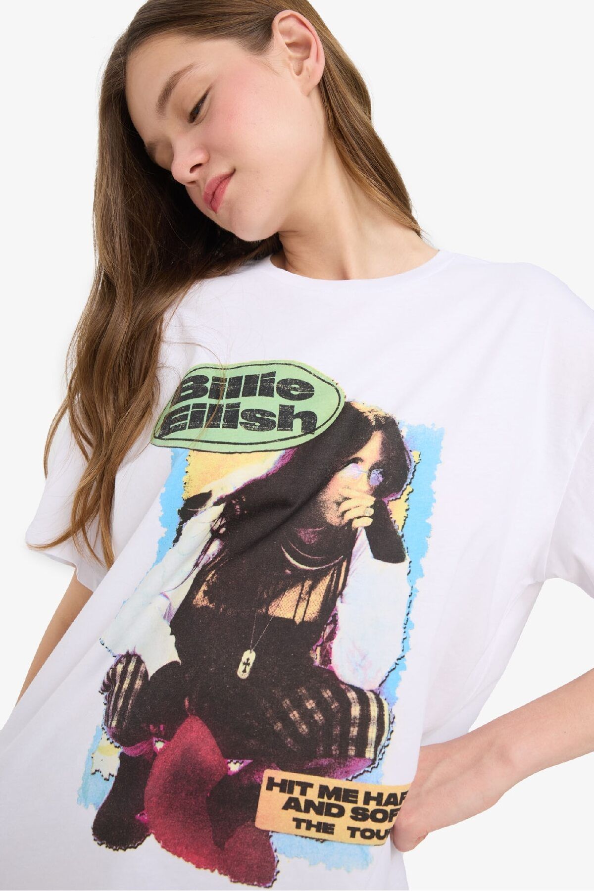 DeFacto Coool Billie Eilish Oversize Geniş Kalıp Baskılı Kısa Kollu Tişört E6406AX25SM