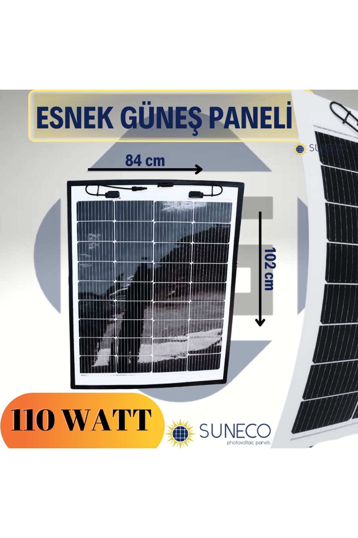 Suneco 110 Watt Yarı Esnek Güneş Paneli Half Cut Monokristal Solar Güneş Paneli 12volt Karavan