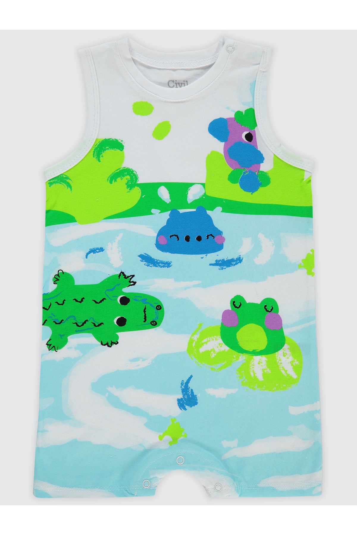 Civil Baby Erkek Bebek Patiksiz Tulum 6-18 Ay Beyaz