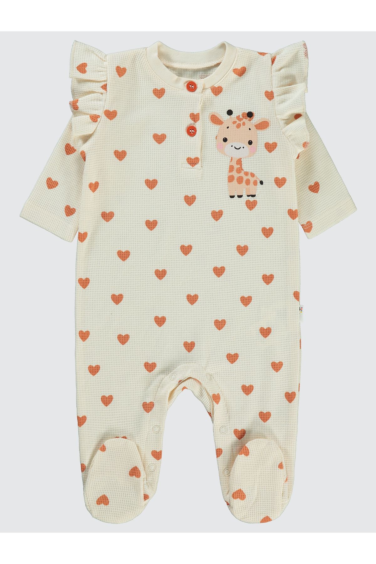Civil Baby Kız Bebek Patikli Tulum 1-6 Ay Fildişi
