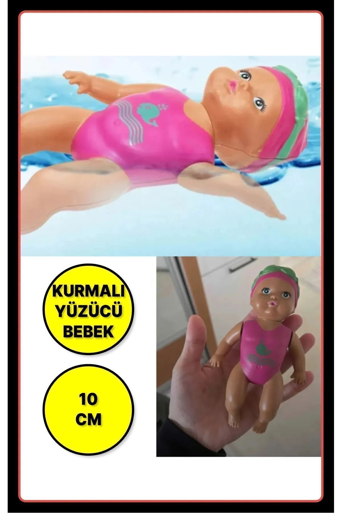 SerenityHaven Küvette Havuzda Kendiliğinden Yüzen Kurmalı Swimming Baby Yüzen Bebek - 10 Cm