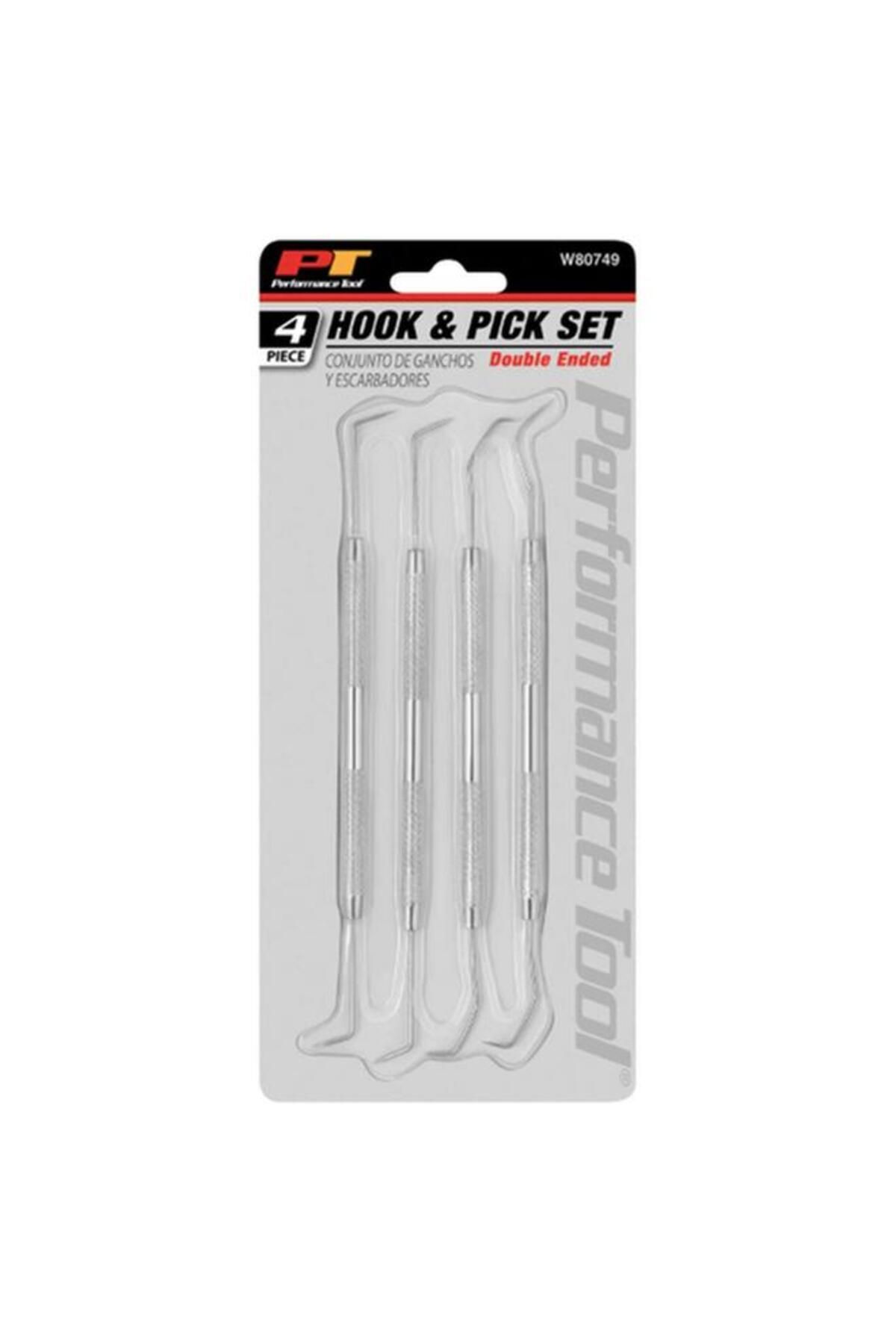 Generic-Performance Tool 4-Piece Double-Ended Hook and Pick Set Silver W80749 1