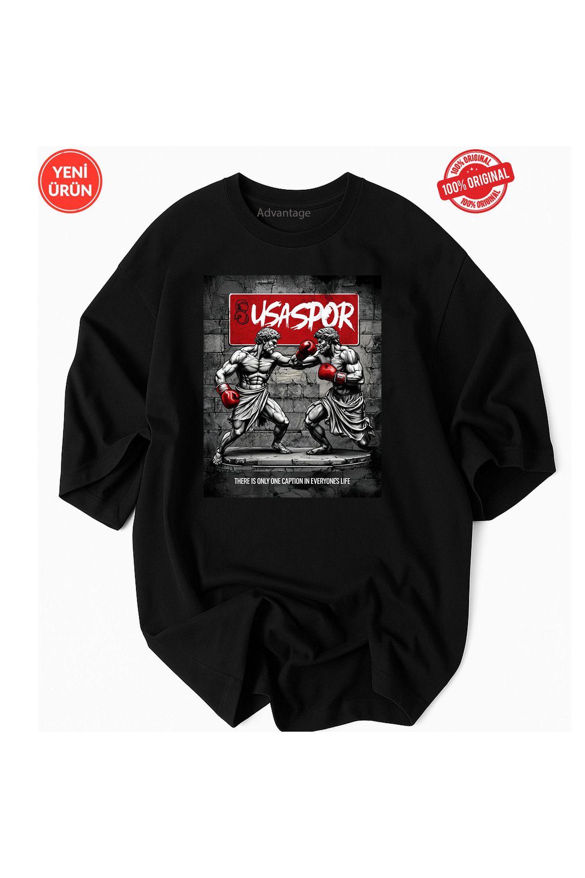 Usaspor UnisexUsa Spor Heykel Box Tasarım Baskı Detaylı Oversize Fit %100 Organik Pamuk- Premium Tshirt