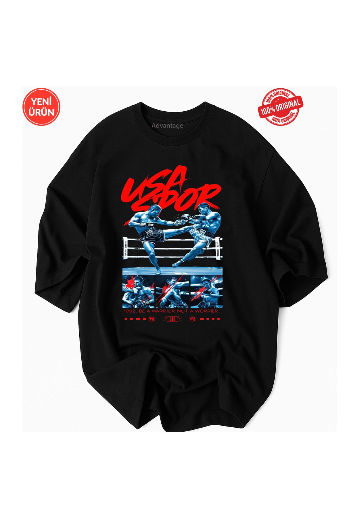 Usaspor Unisex Usa Spor Muay Thai Dövüş Desen Baskılı 100% Pamuklu Premium Tişört