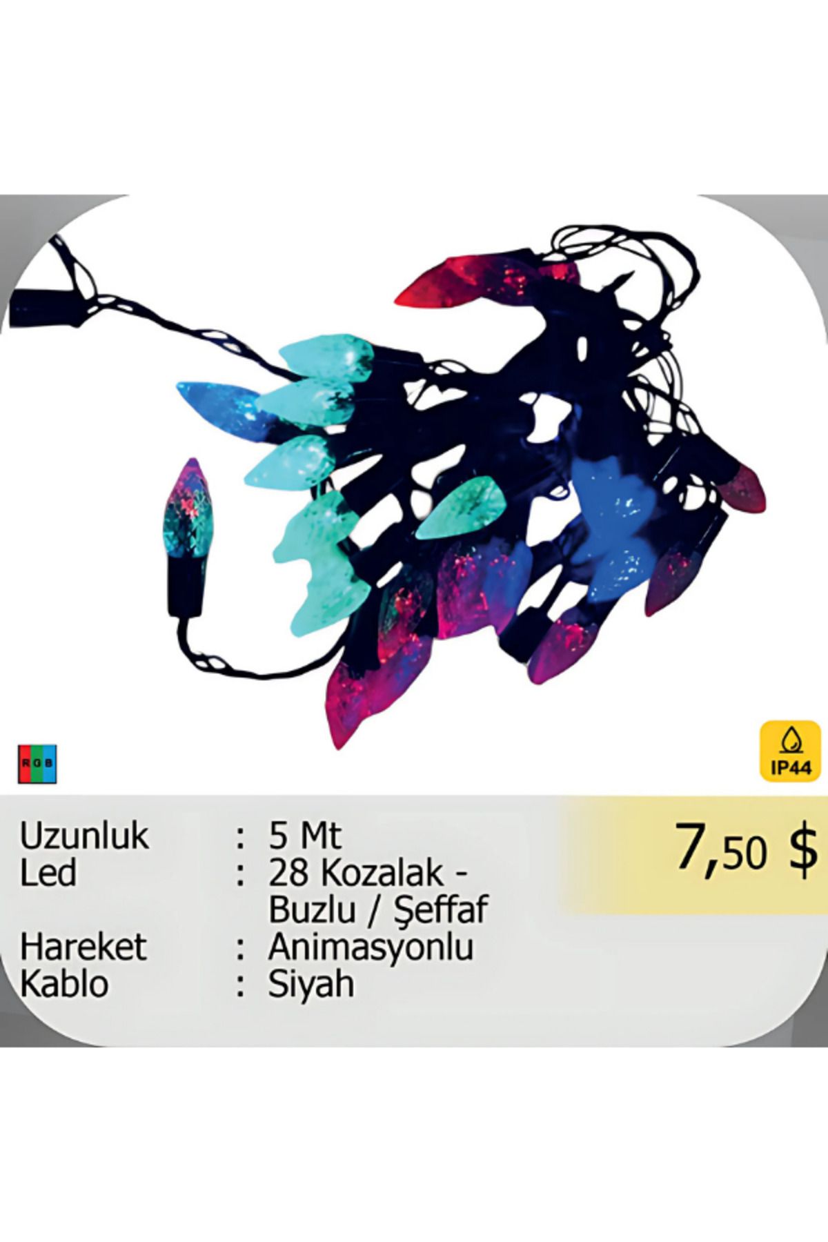 ELKHOUSE ElektrikHouse LED Peri Işığı 28 Kozalak - Buzlu / Şeffaf - Animasyonlu - Top 5 Metre