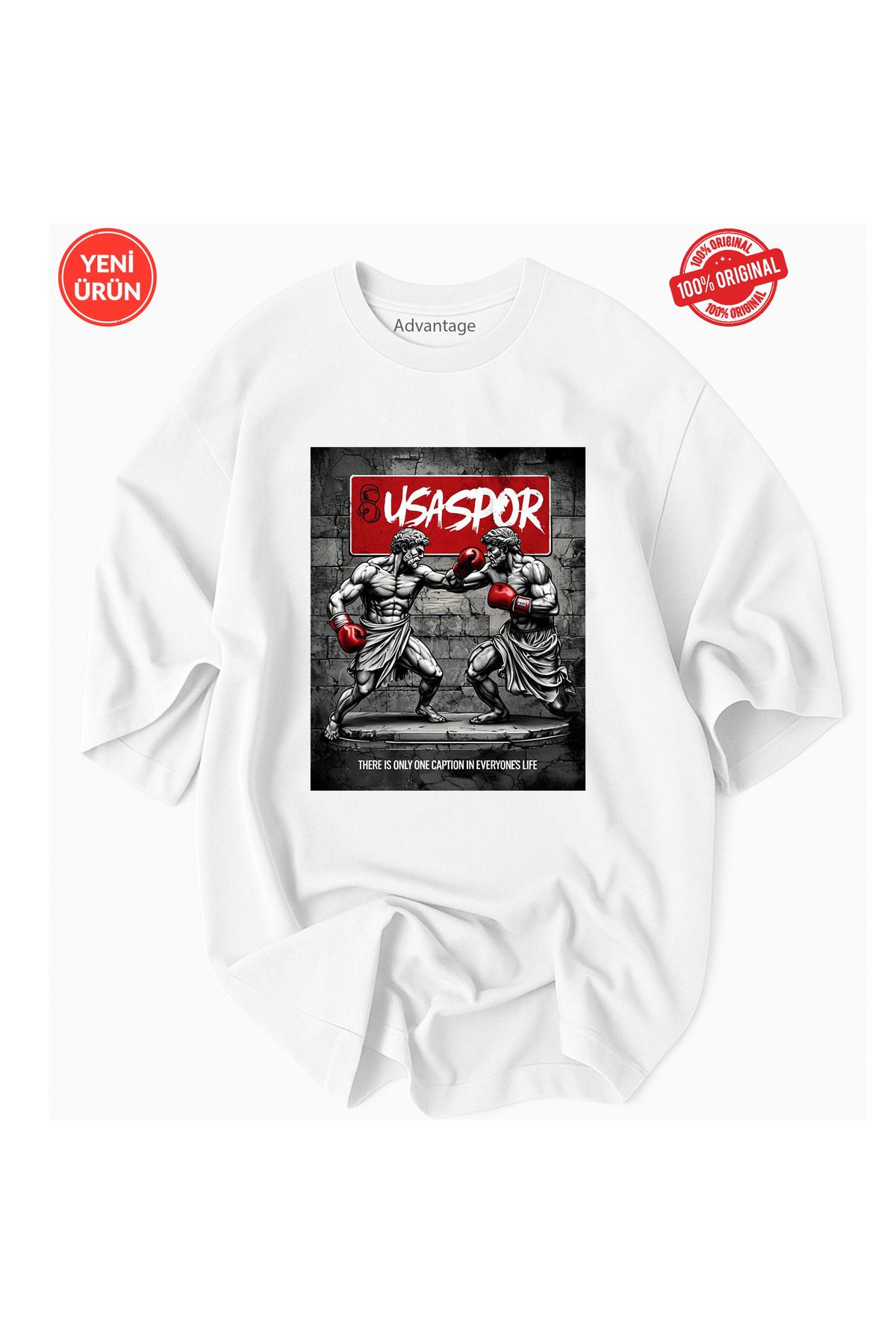 Usaspor UnisexUsa Spor Heykel Box Tasarım Baskı Detaylı Oversize Fit %100 Organik Pamuk- Premium Tshirt