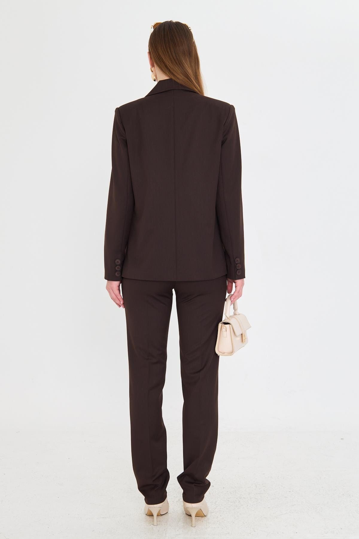LOVELF-One Button Polyviscon Suit Brown 8