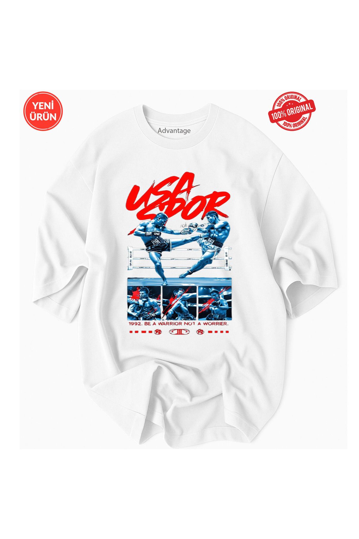 Usaspor Unisex Usa Spor Muay Thai Dövüş Desen Baskılı 100% Pamuklu Premium Tişört