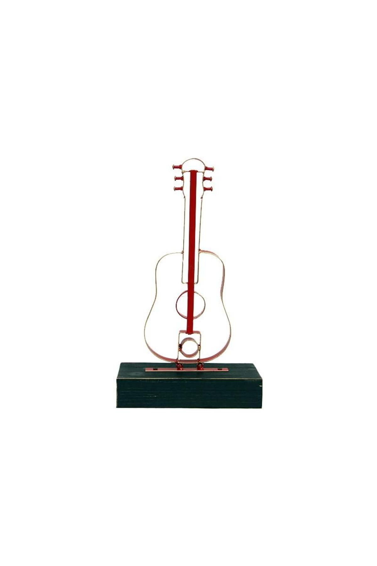 Serero Obje Gitar Ahşap Standlı Biblo Dekoratif Ev Ofis Hediyelik