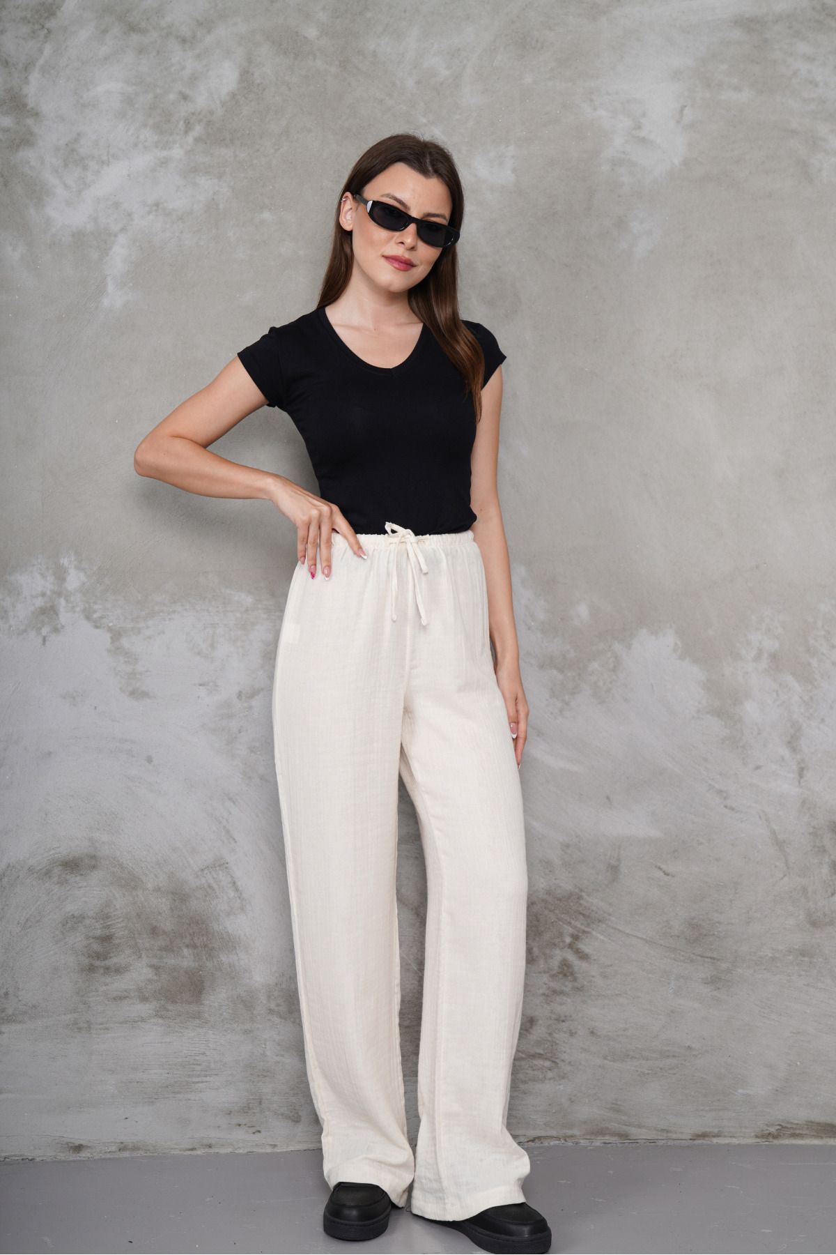 macharel jeans Müslin Palazzo Pantolon