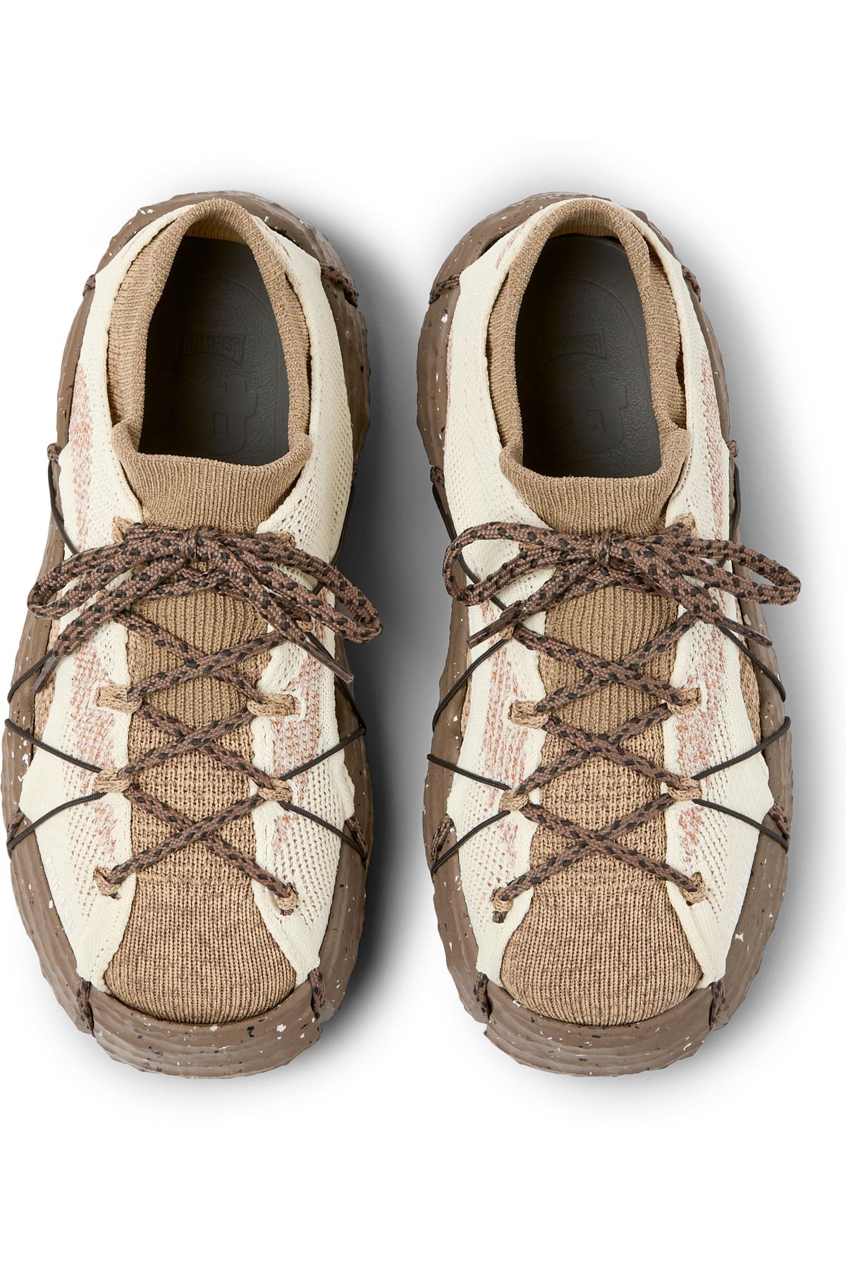 CAMPER-Women's Brown Color Block Sneaker with Hook And Loop and Removable Cushioned Lightweight Sole 3