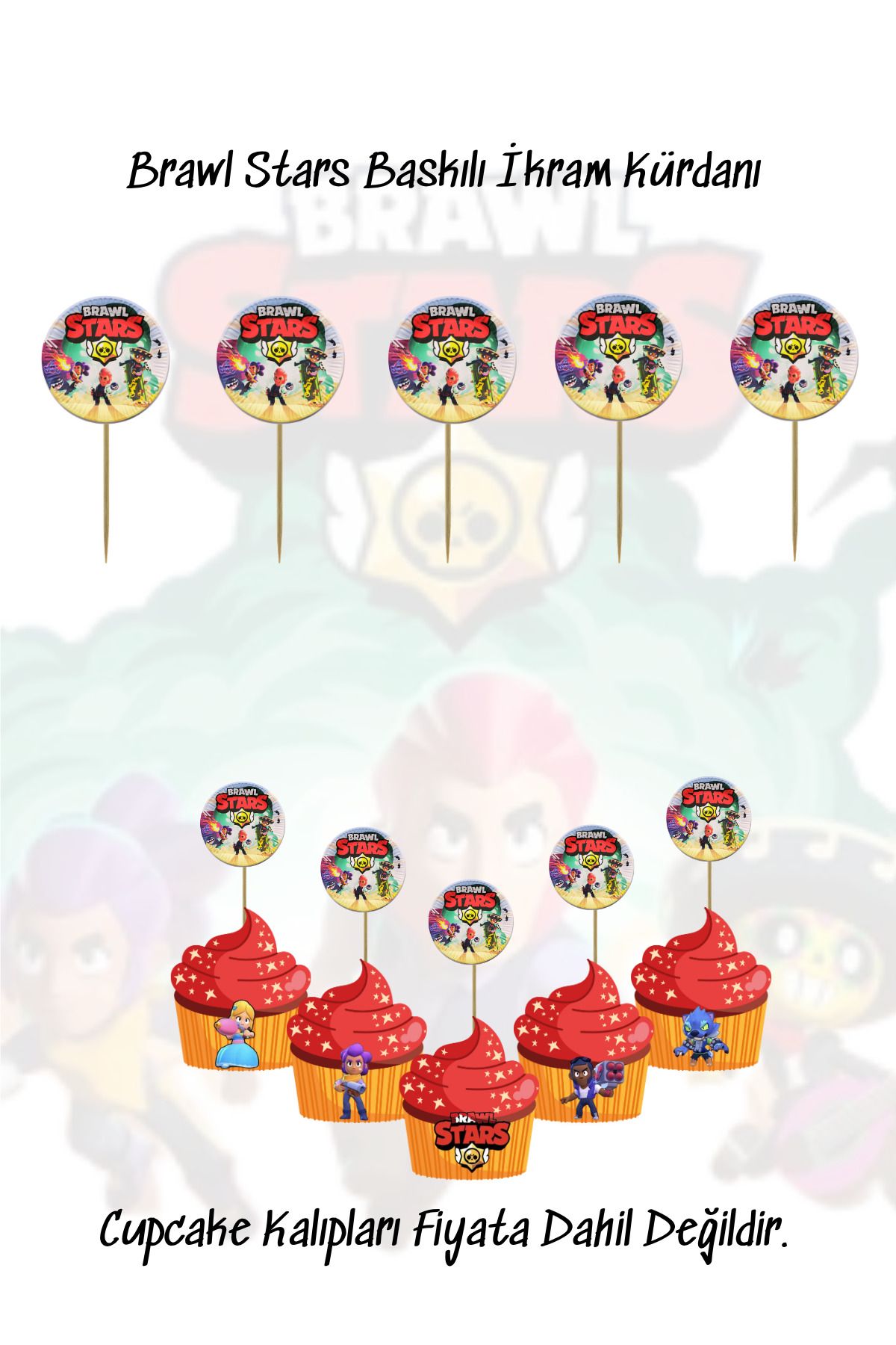 snowparty Brawl Stars Temalı Baskılı İkram Kürdanı Doğum Günü Süsü