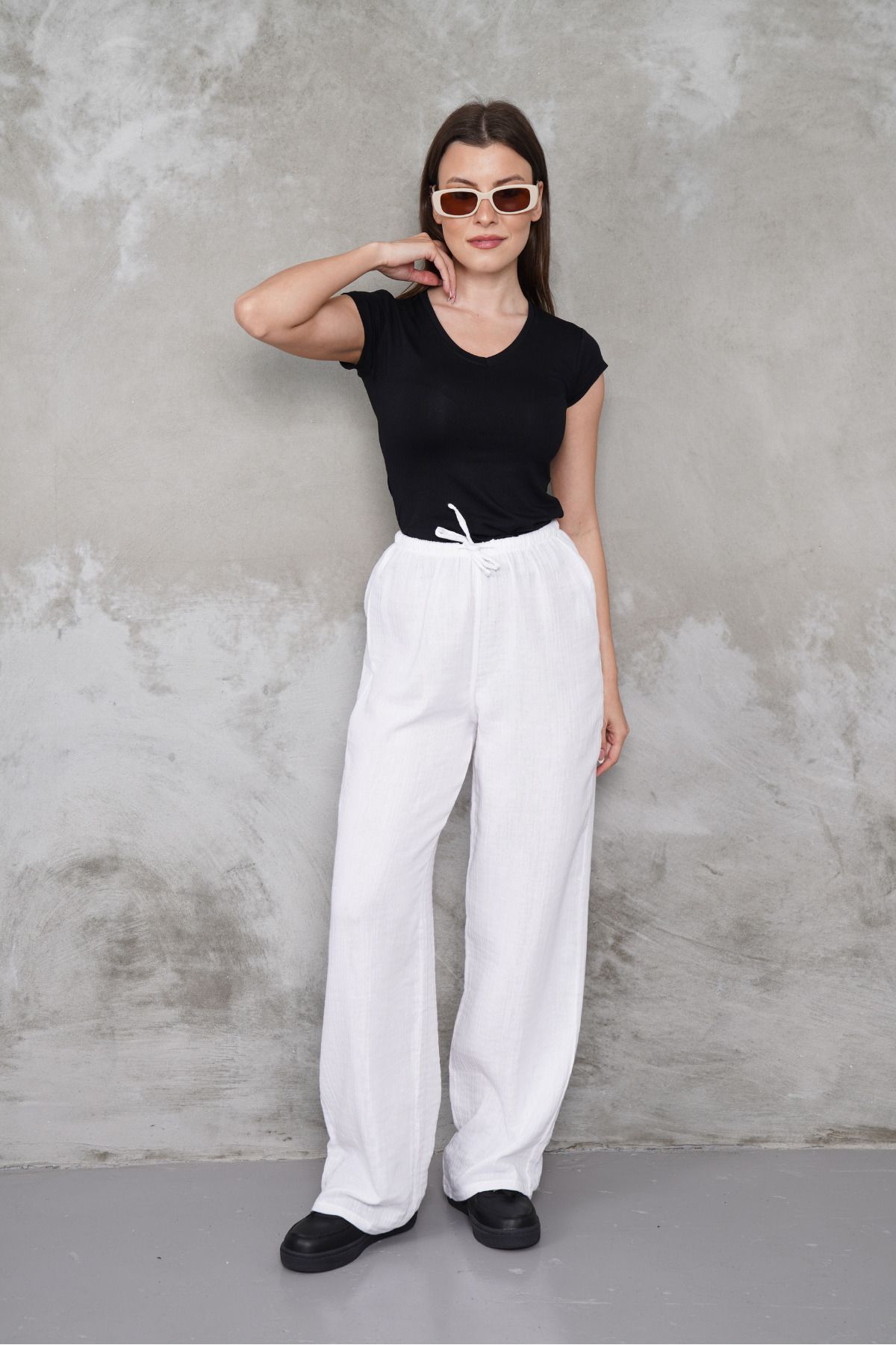 macharel jeans Müslin Palazzo Pantolon