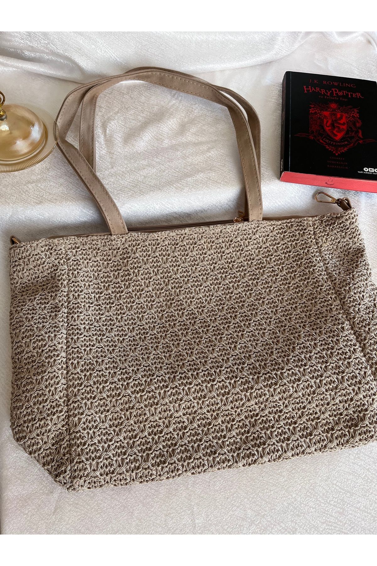 ByLora shopping şık omuz ve elde taşımalı hasır çanta