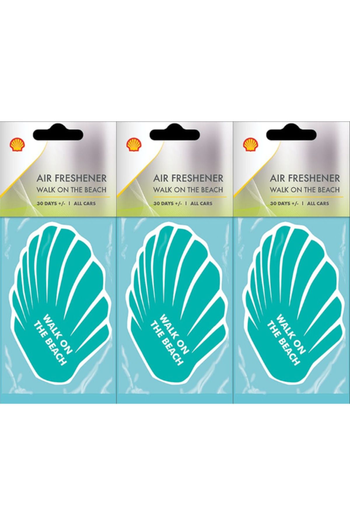 BBS MARKET SHELL Air Freshener Walk on the Beach 3’lü Set – Deniz Esintili Ferah Aromalı Oto Kokusu