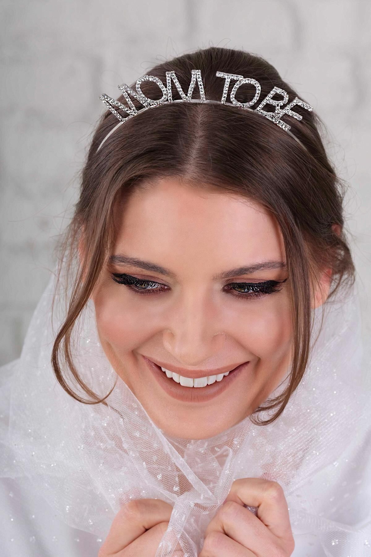 Serero Parti Gümüş Renk Metal Taşlı Mom To Be Taç Baby Shower Anne Tacı