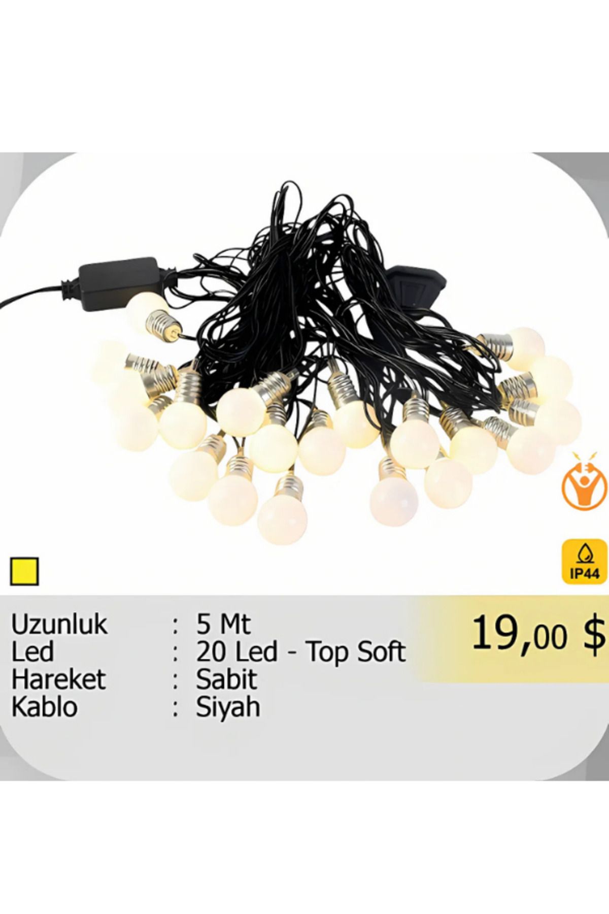 ELKHOUSE ElektrikHouse LED Peri Işığı 20 Led - Top Şeffaf 5 Metre