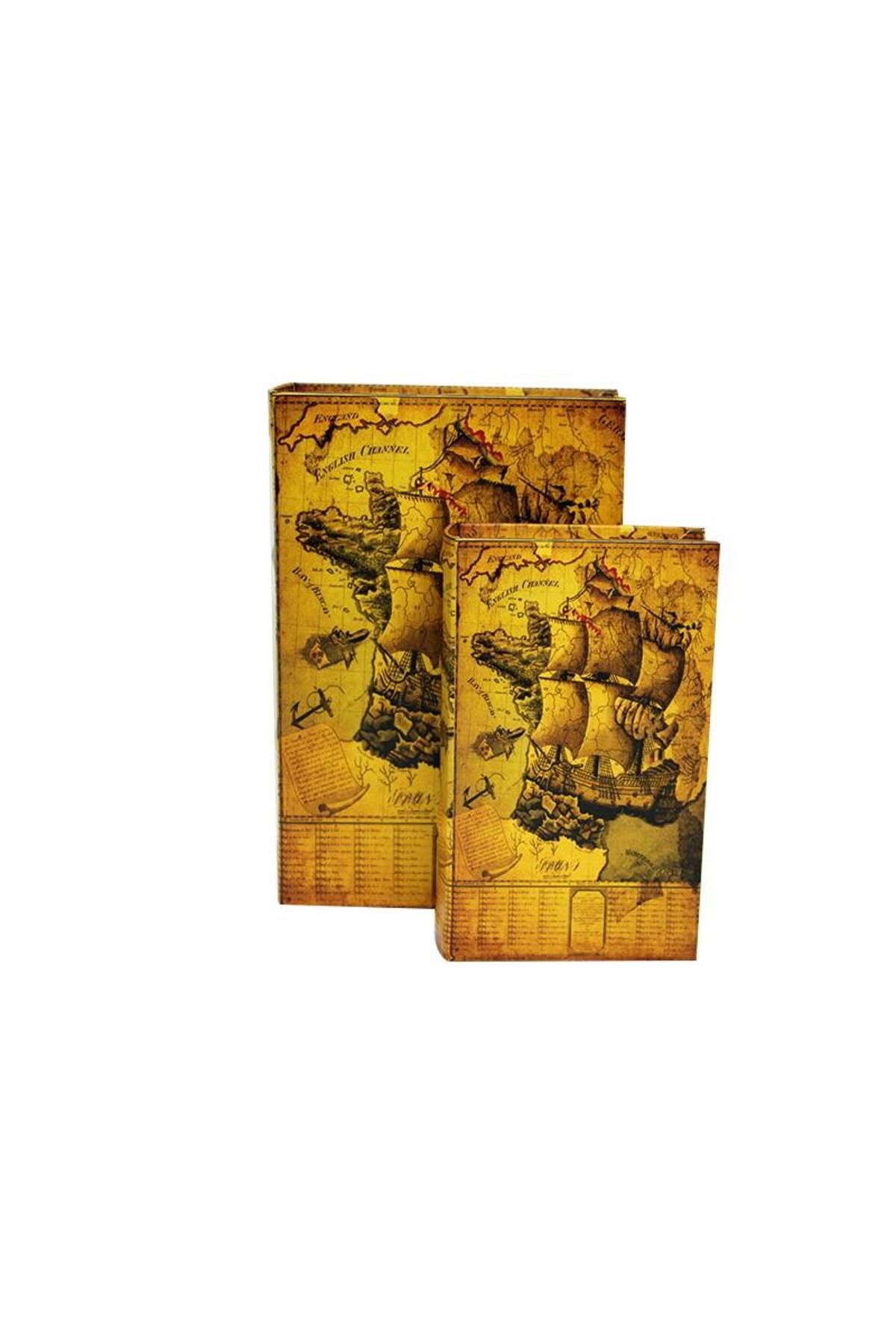 Serero Kutu Kitap Harita 2'li Set Dekoratif Hediyelik