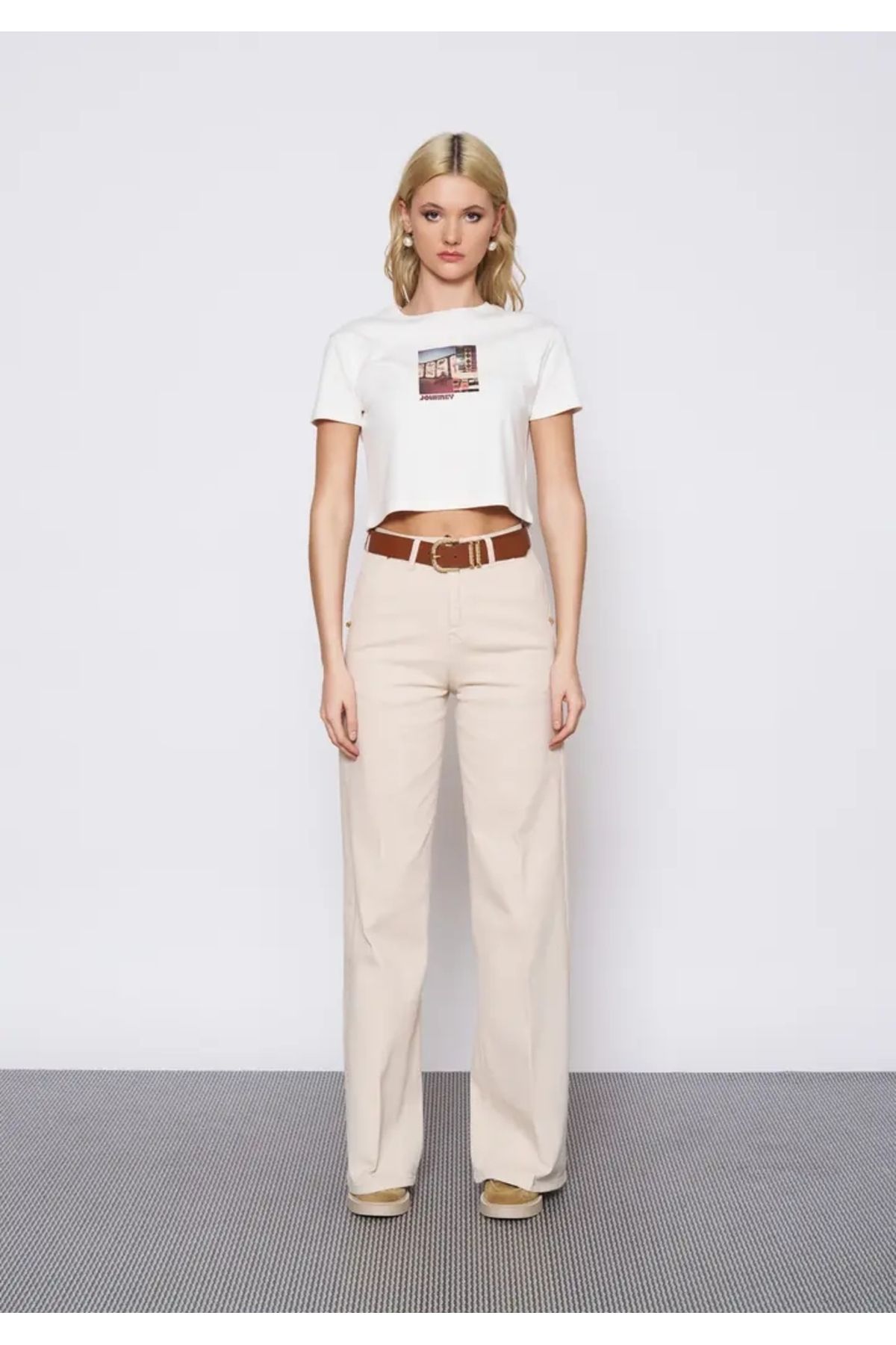 EUROFASHION Bej Lisa Denim Pantolon