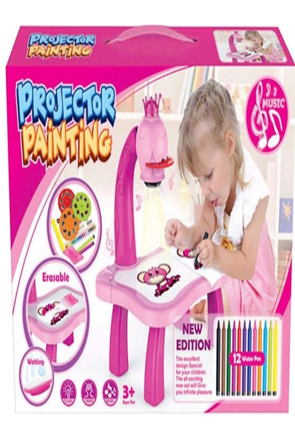 rexa-Child Learning Desk with Smart Projector, Trace and Draw Projector Toy with Light Music, 3