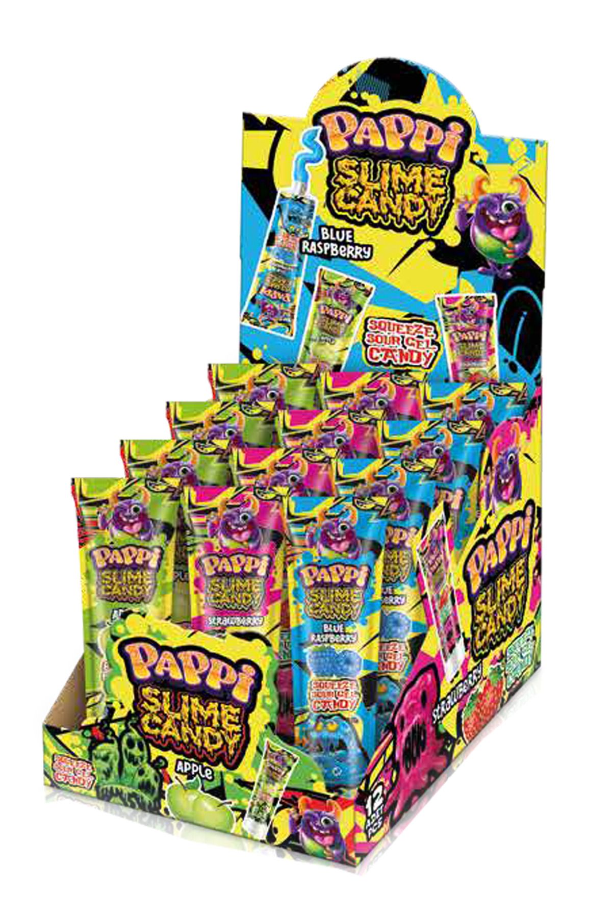 pappi Slime Candy (Strawberry, Apple, Blue Rasberry) 50 ml. x 12 Adet