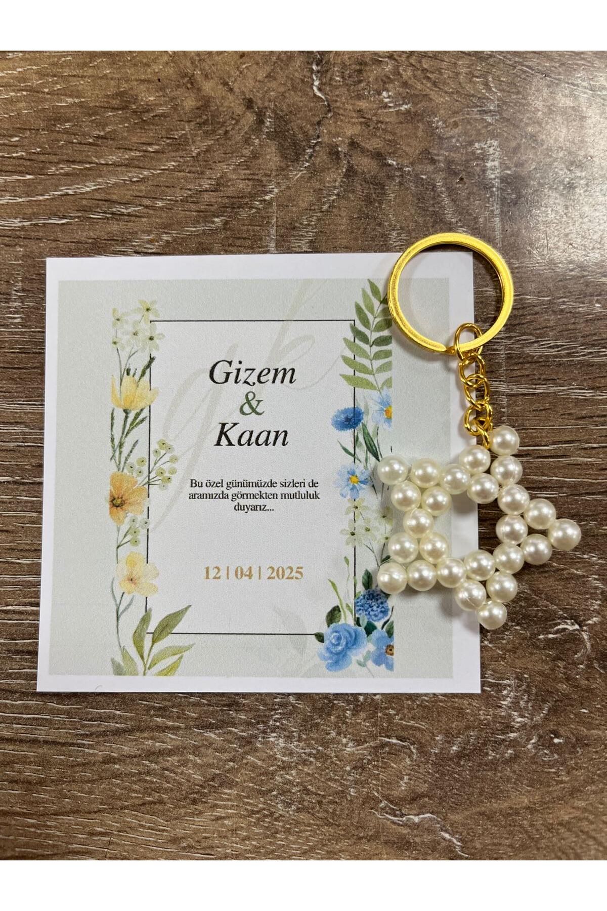 HEN GSM kisisellestirilebilir kart 15 adet inci yıldız anahtarlık nikah düğün kına nişan sünnet hafizlik