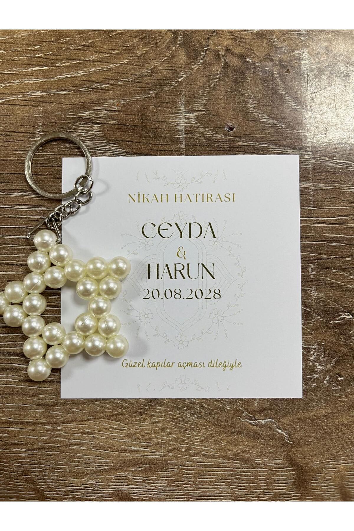 HEN GSM kisisellestirilebilir kart 15 adet inci yıldız anahtarlık nikah düğün kına nişan sünnet hafizlik