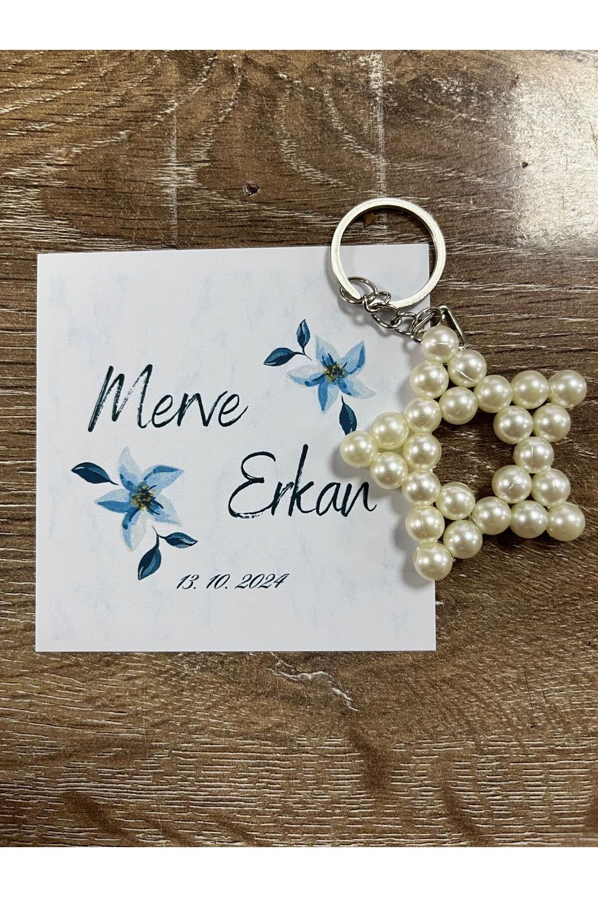 HEN GSM kisisellestirilebilir kart 15 adet inci yıldız anahtarlık nikah düğün kına nişan sünnet hafizlik