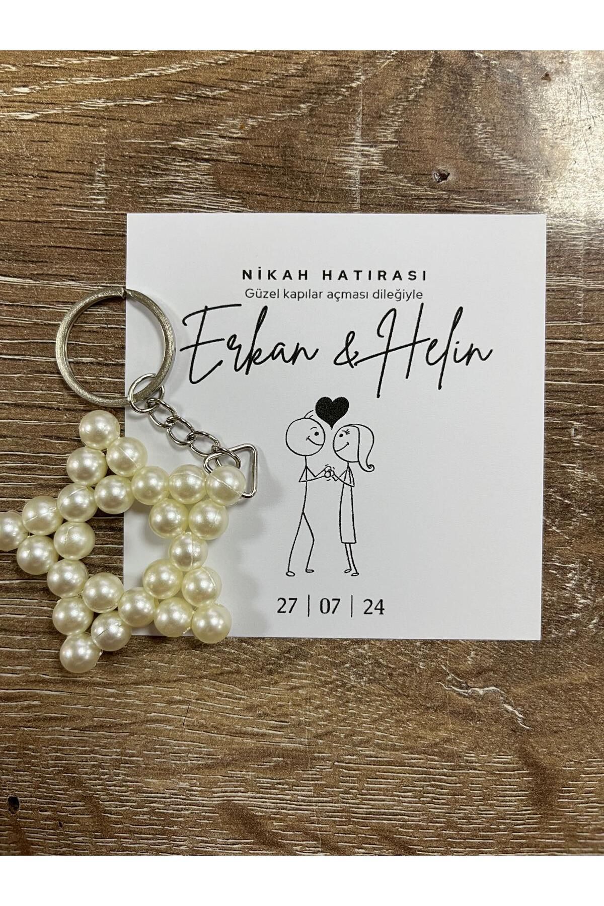 HEN GSM kisisellestirilebilir kart 15 adet inci yıldız anahtarlık nikah düğün kına nişan sünnet hafizlik