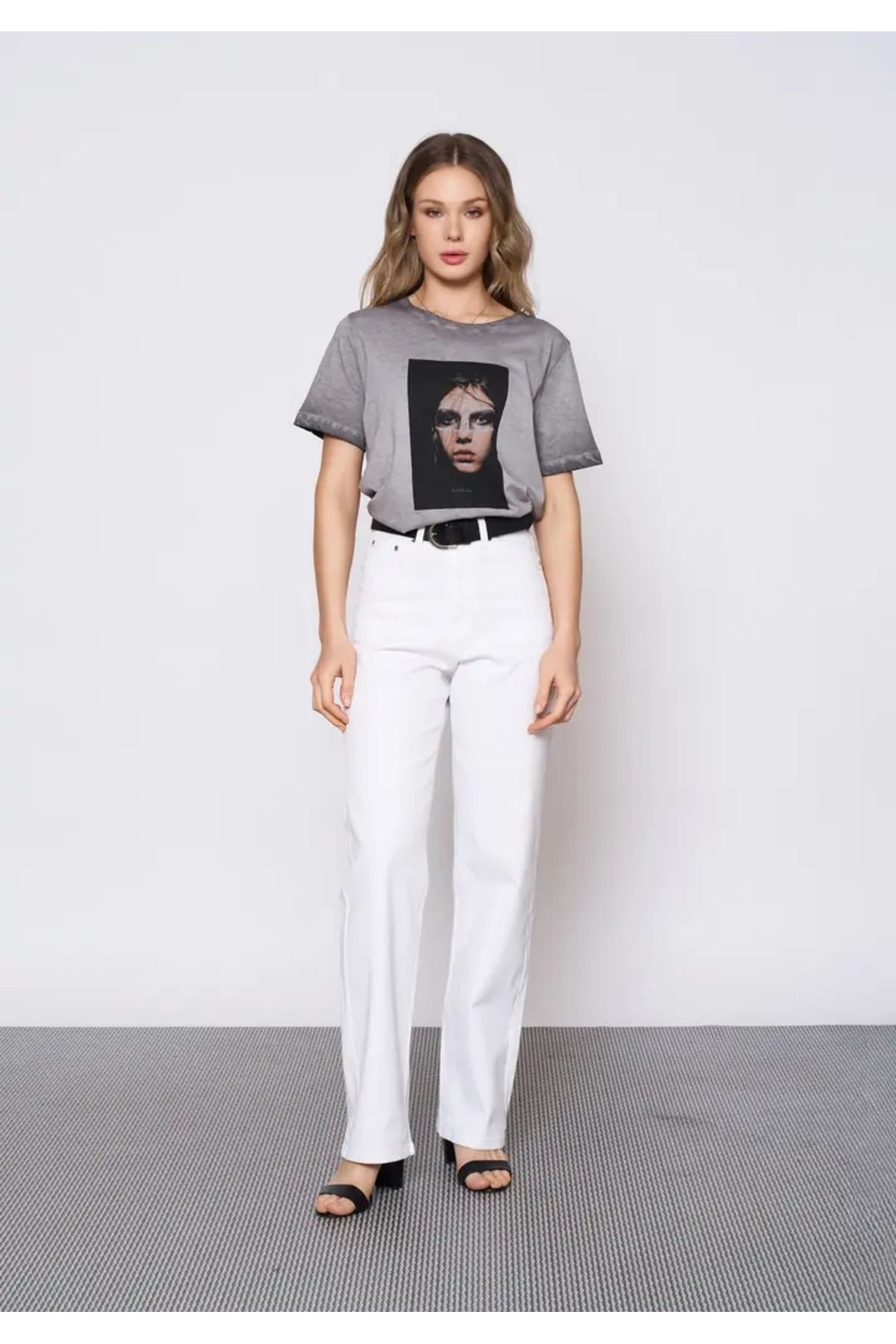 EUROFASHION Beyaz Emma Denim Pantolon