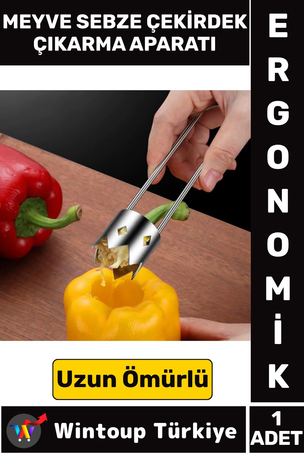 Wintoup Premium Dayanıklı Uzun Ömürlü Mutfak Meyve Sebze Biber Kabak Elma Kiraz Çekirdek Çıkarma Aparatı