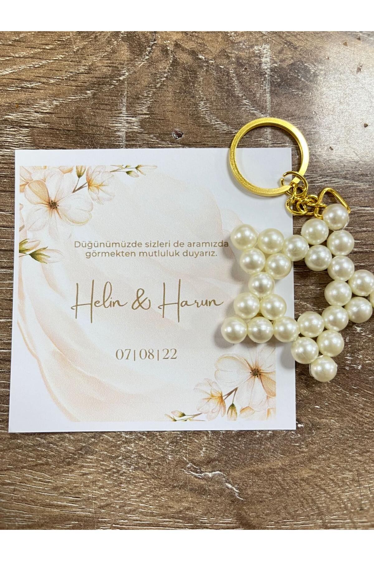 HEN GSM kisisellestirilebilir kart 15 adet inci yıldız anahtarlık nikah düğün kına nişan sünnet hafizlik