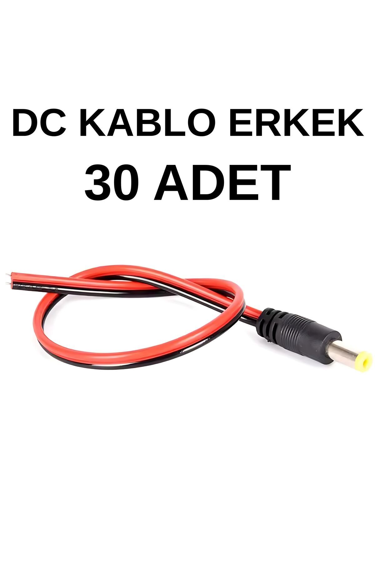 SpeedUF 5.5x2.1 mm Erkek DC Adaptör Kablosu 20 cm - 30 Adet, 12V Kamera & LED Uyumlu