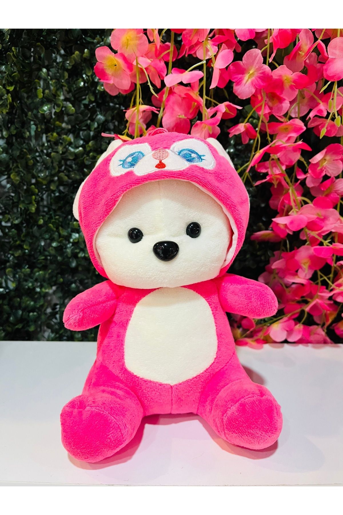 HEDİYEVİM Büyük Boy Puffy Hug Kapüşonlu Peluş Ayıcık