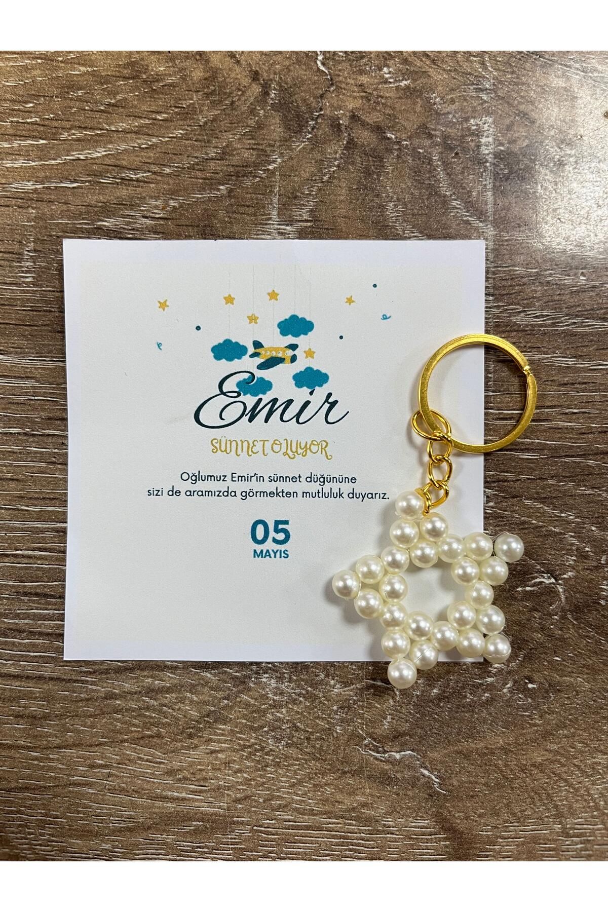 HEN GSM kisisellestirilebilir kart 15 adet inci yıldız anahtarlık nikah düğün kına nişan sünnet hafizlik