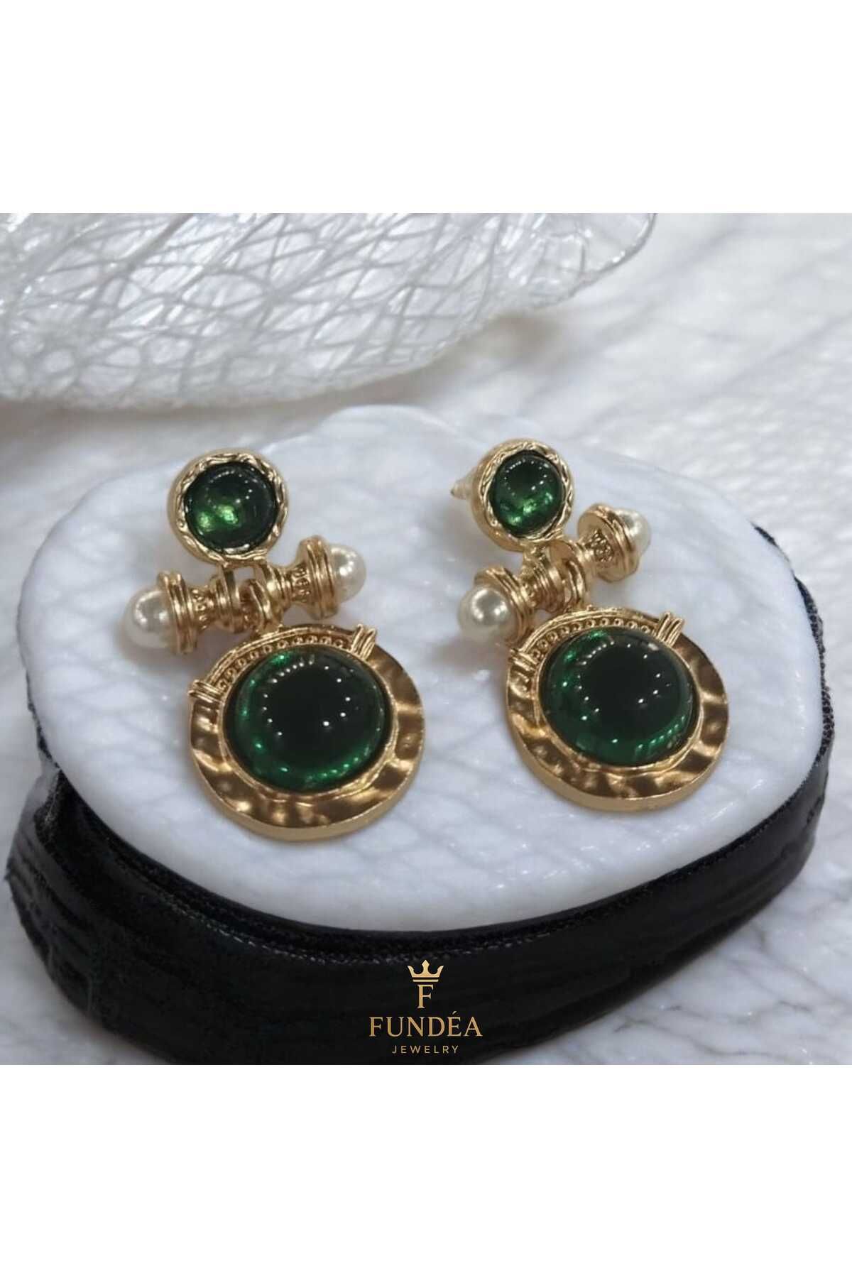 Fundéa Jewelry Sonsuz Akşam Küpesi Yeşil Renk