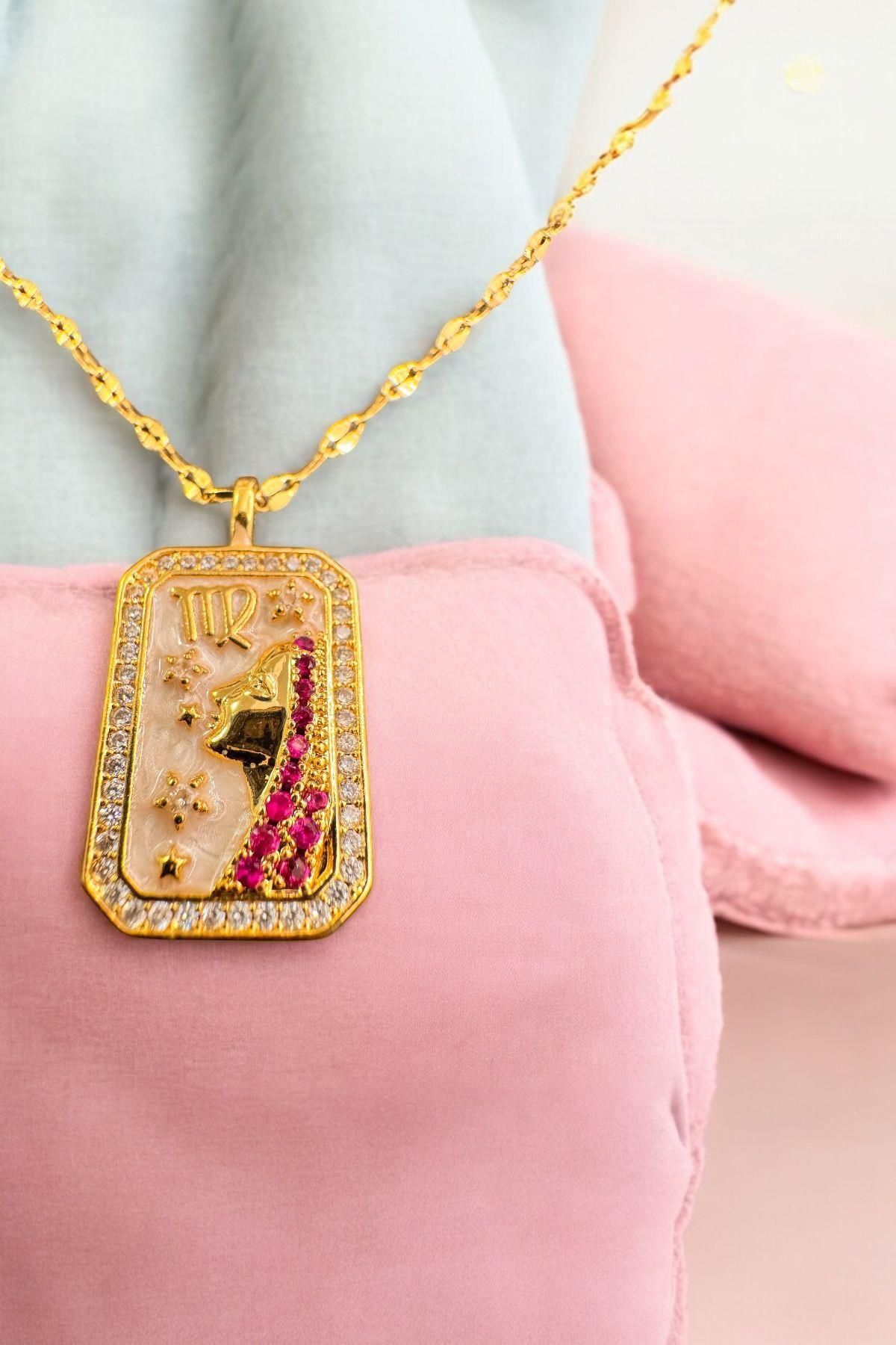 Raneel Kazançlı Alışveriş Başak Burcu Altın Rengi Kaplama Çelik Kolye Gold