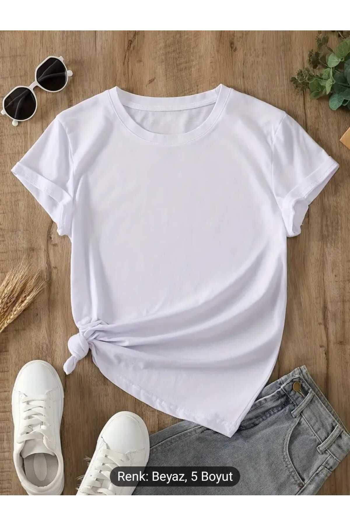 UYN SPORT Unisex Pamuk Bisiklet Yaka Beyaz Tişört