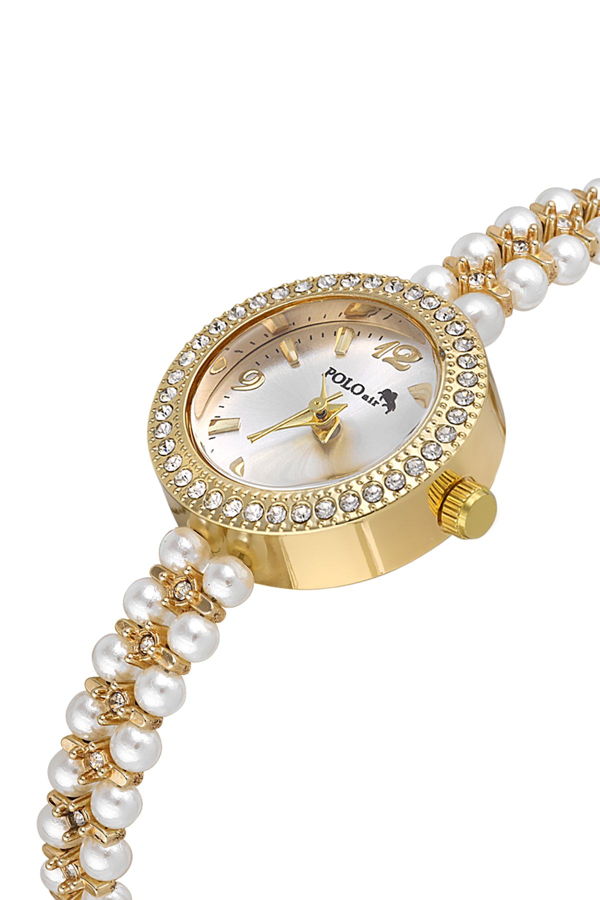 Polo Air İnci Taşlı Kordon Kadın Kol Saati Beyaz Gold Renk PL-1528B1x