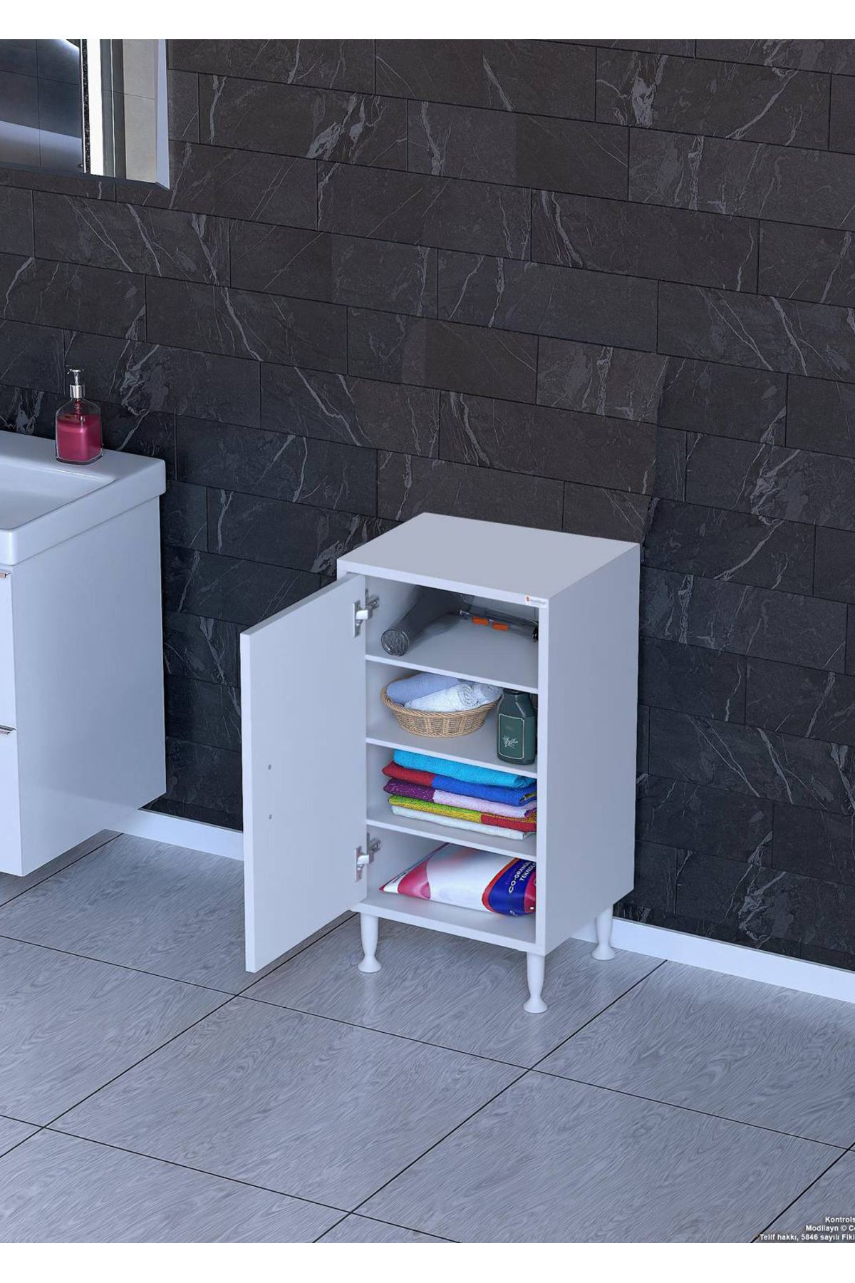 Modilayn 40x75x32,5 cm’ lik 1 Kapaklı 4 Göz Raf Dolap Organizatör Mutfak Dolabı Çok Amaçlı Dolap