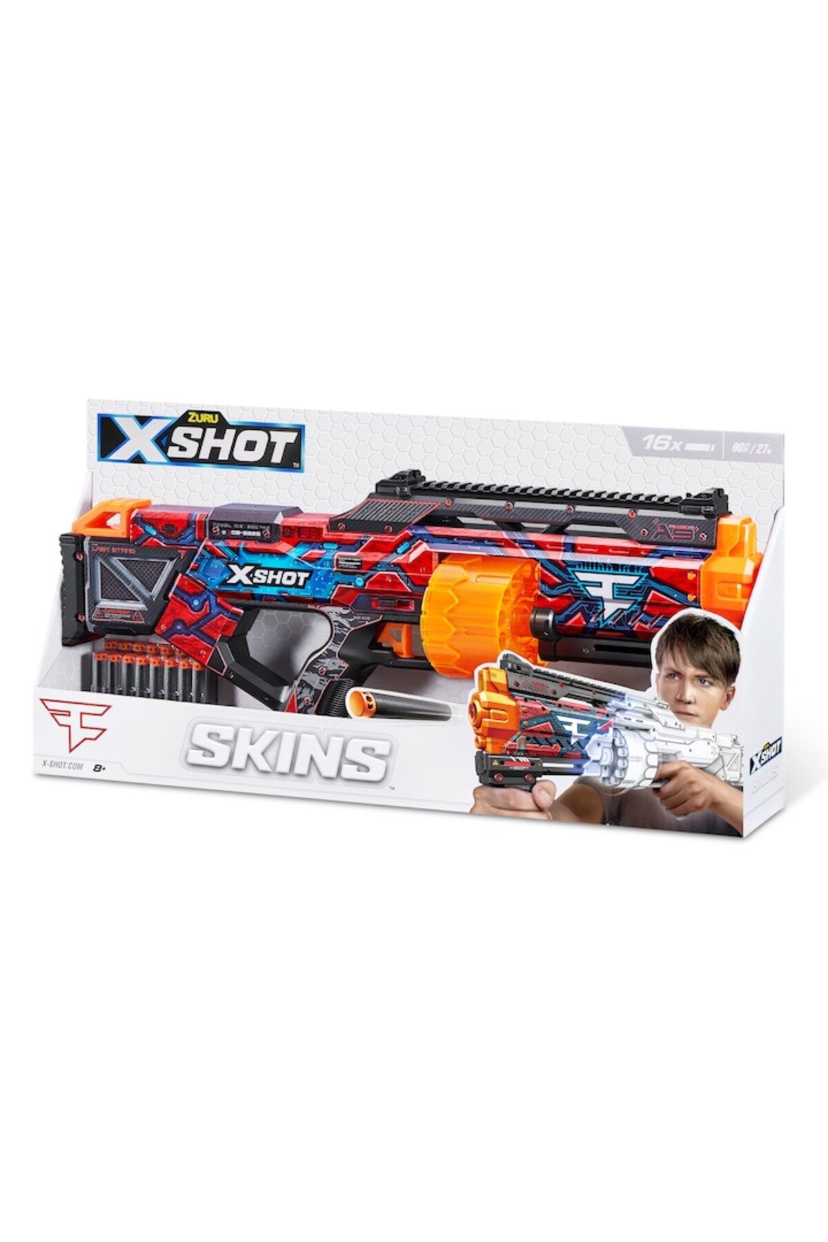 X-Shot-Blaster Skins Last Stand, Faze, 16 projectiles, 27m range, Red 3