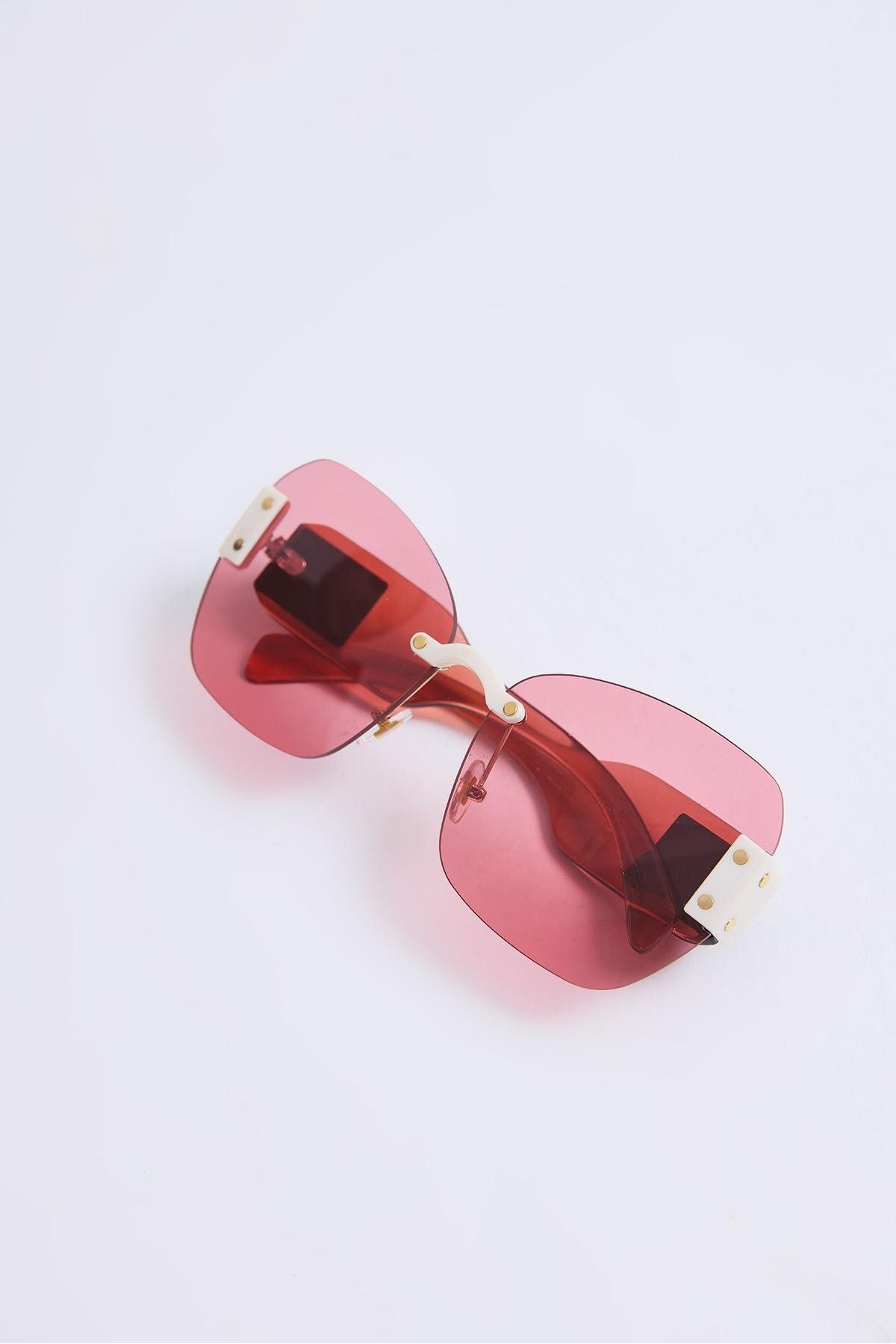 Raneel Kazançlı Alışveriş Retro Çevçevesiz Model Güneş Gözlüğü Pembe