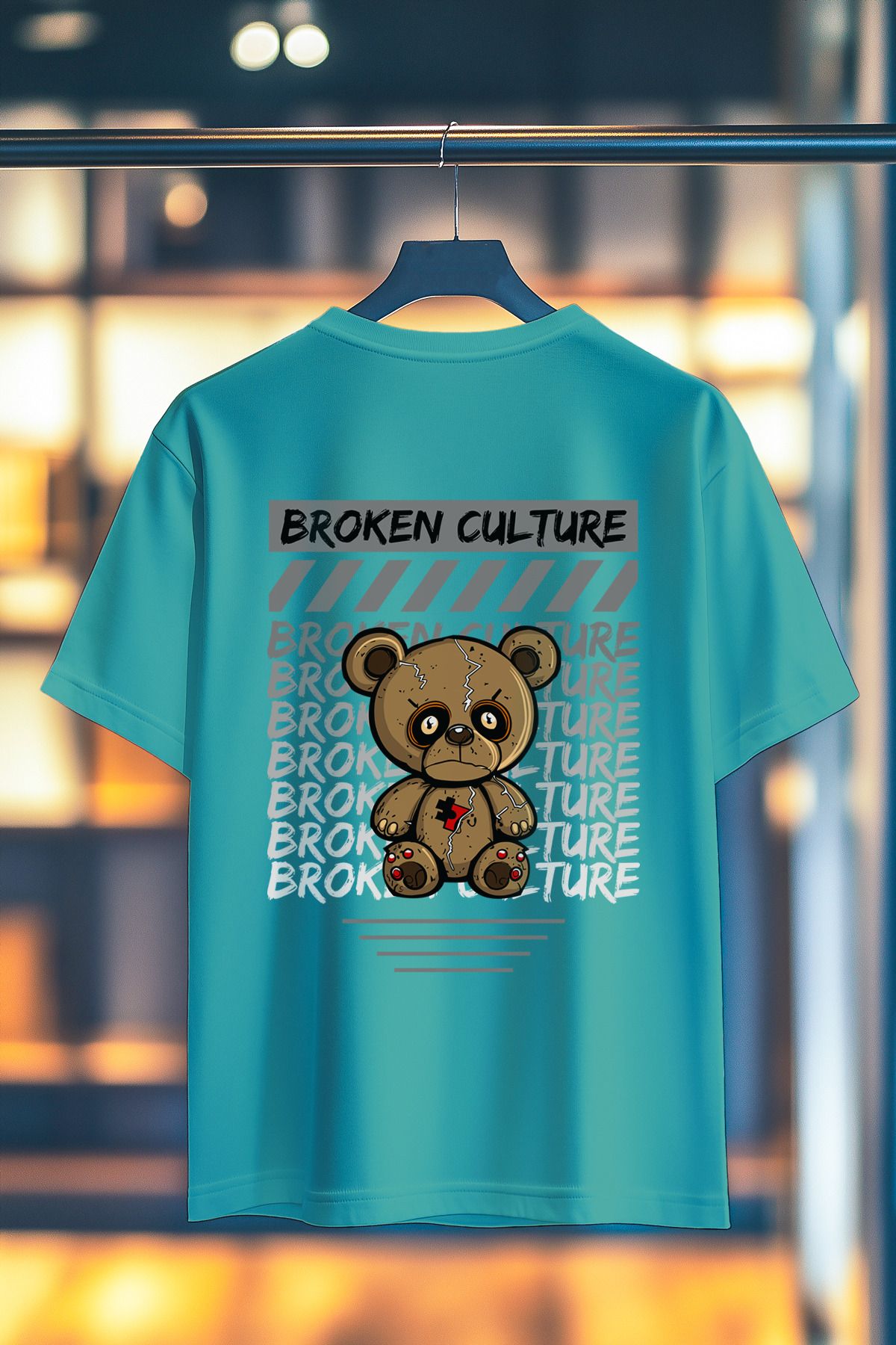BookOrBook Broken Culture %100 Pamuk Premium Kalite Sırt Baskılı T-Shirt