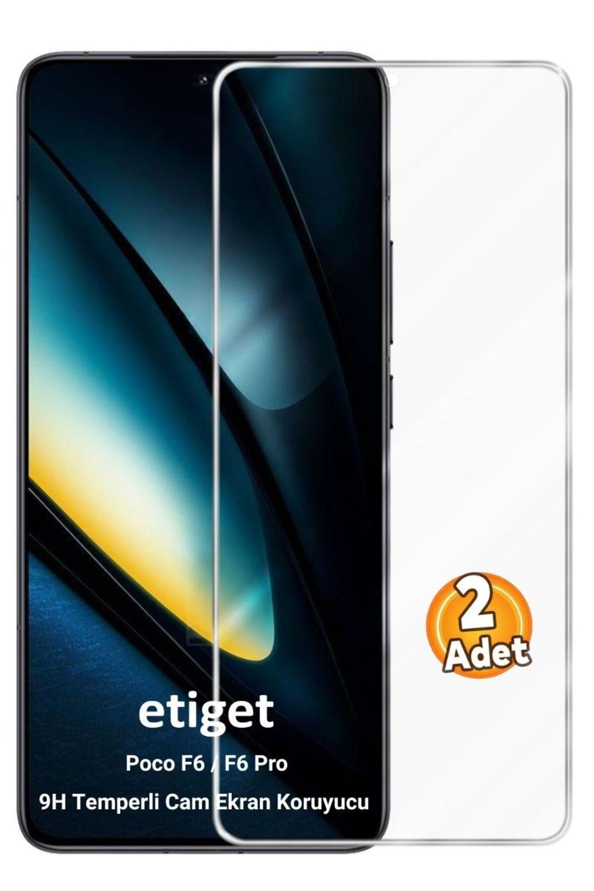 Etiget Xiaomi Poco F6 / F6 Pro Temperli 9H Cam Ekran Koruyucu (2 ADET)