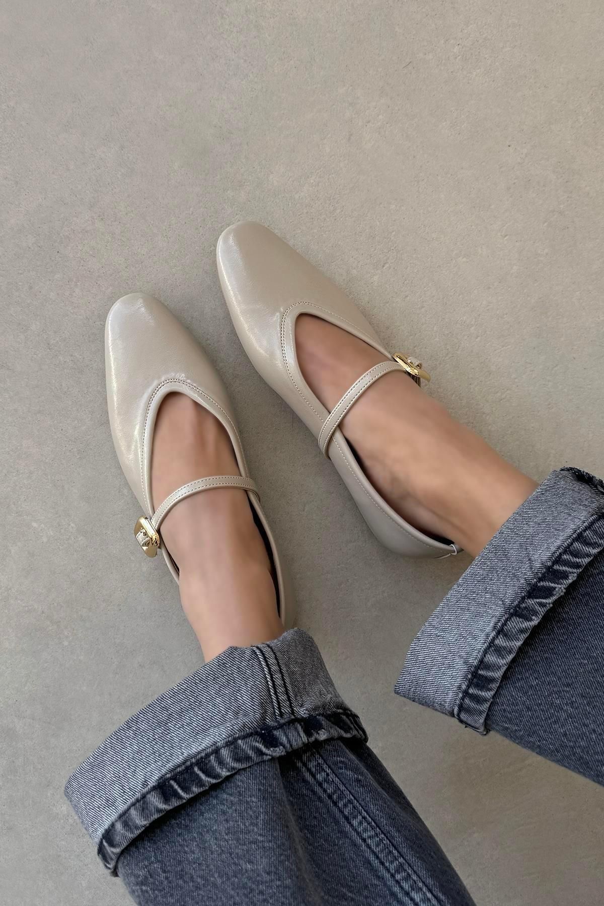 Stilbagshoes LEANNE TOKA DETAYLI KADIN BABET BEJ