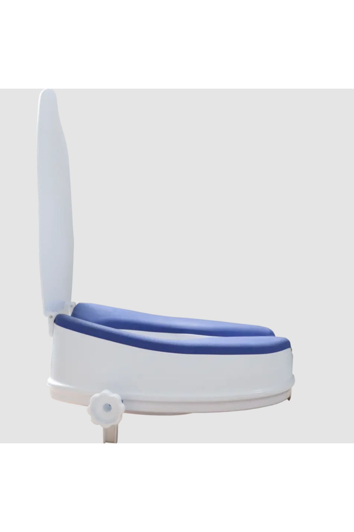 Linomag-® Toilet Seat Raiser 10cm, Soft Pu Ring, Adjustable Attachment, White/blue 4